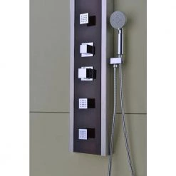 ANZZI Monsoon 57 in. 4-Jetted Full Body Shower Panel System with Heavy Rain Shower and Spray Wand in Mahogany Style Deco-Glass -Bathroom Faucets Store rich mahogany styled anzzi shower towers sp az012 fa 1000