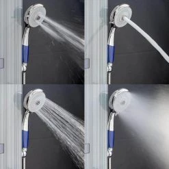 AKDY 52 in. 8-Jet Shower Panel System in Gray Tempered Glass with Rainfall Shower Head, LED Display, Handshower and Tub Spout -Bathroom Faucets Store silver tempered glass akdy shower towers sp0110 4f 1000