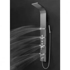 AKDY 65 in. 8-Jet Shower Panel System in Space Gray Brushed Stainless Steel with Rainfall Waterfall Shower Head and Wand -Bathroom Faucets Store space gray brushed stainless steel akdy shower towers sp0112 40 1000
