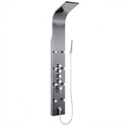 AKDY 65 in. 8-Jet Shower Panel System in Space Gray Brushed Stainless Steel with Rainfall Waterfall Shower Head and Wand
