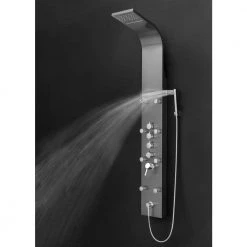 AKDY 65 in. 8-Jet Shower Panel System in Space Gray Brushed Stainless Steel with Rainfall Waterfall Shower Head and Wand -Bathroom Faucets Store space gray brushed stainless steel akdy shower towers sp0112 77 1000