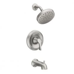 MOEN Korek Single-Handle 1- -Spray 1.75 GPM Tub and Shower Faucet with Valve in Spot Resist Brushed Nickel (Valve Included)