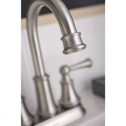 MOEN Brecklyn 4 in. Centerset 2-Handle Bathroom Faucet in Spot Resist Brushed Nickel -Bathroom Faucets Store spot resist brushed nickel moen centerset bathroom faucets 84162srn c3 1000