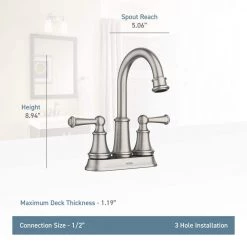 MOEN Brecklyn 4 in. Centerset 2-Handle Bathroom Faucet in Spot Resist Brushed Nickel -Bathroom Faucets Store spot resist brushed nickel moen centerset bathroom faucets 84162srn fa 1000