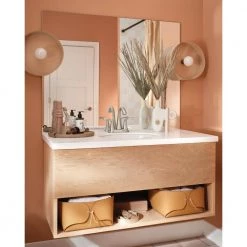 MOEN Korek 4 in. Centerset 2-Handle Bathroom Faucet in Spot Resist Brushed Nickel -Bathroom Faucets Store spot resist brushed nickel moen centerset bathroom faucets 84467srn 76 1000