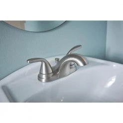 MOEN Adler 4 in. Centerset 2-Handle Bathroom Faucet in Spot Resist Brushed Nickel (2-Pack) 13 MOEN Adler 4 in. Centerset 2-Handle Bathroom Faucet in Spot Resist Brushed Nickel (2-Pack) -Bathroom Faucets Store spot resist brushed nickel moen centerset bathroom faucets 84603srn 4c 2pk 1d 1000