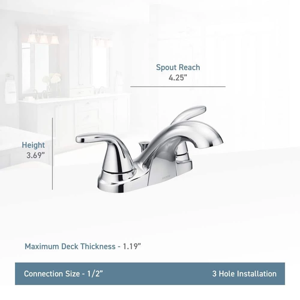 MOEN Adler 4 in. Centerset 2-Handle Bathroom Faucet in Spot Resist Brushed Nickel (2-Pack) 3 MOEN Adler 4 in. Centerset 2-Handle Bathroom Faucet in Spot Resist Brushed Nickel (2-Pack) - Image 3