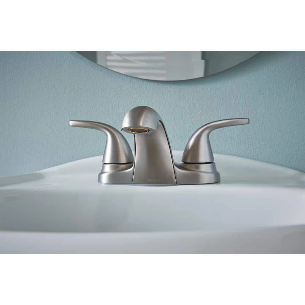 MOEN Adler 4 in. Centerset 2-Handle Bathroom Faucet in Spot Resist Brushed Nickel (2-Pack) 4 MOEN Adler 4 in. Centerset 2-Handle Bathroom Faucet in Spot Resist Brushed Nickel (2-Pack) - Image 4