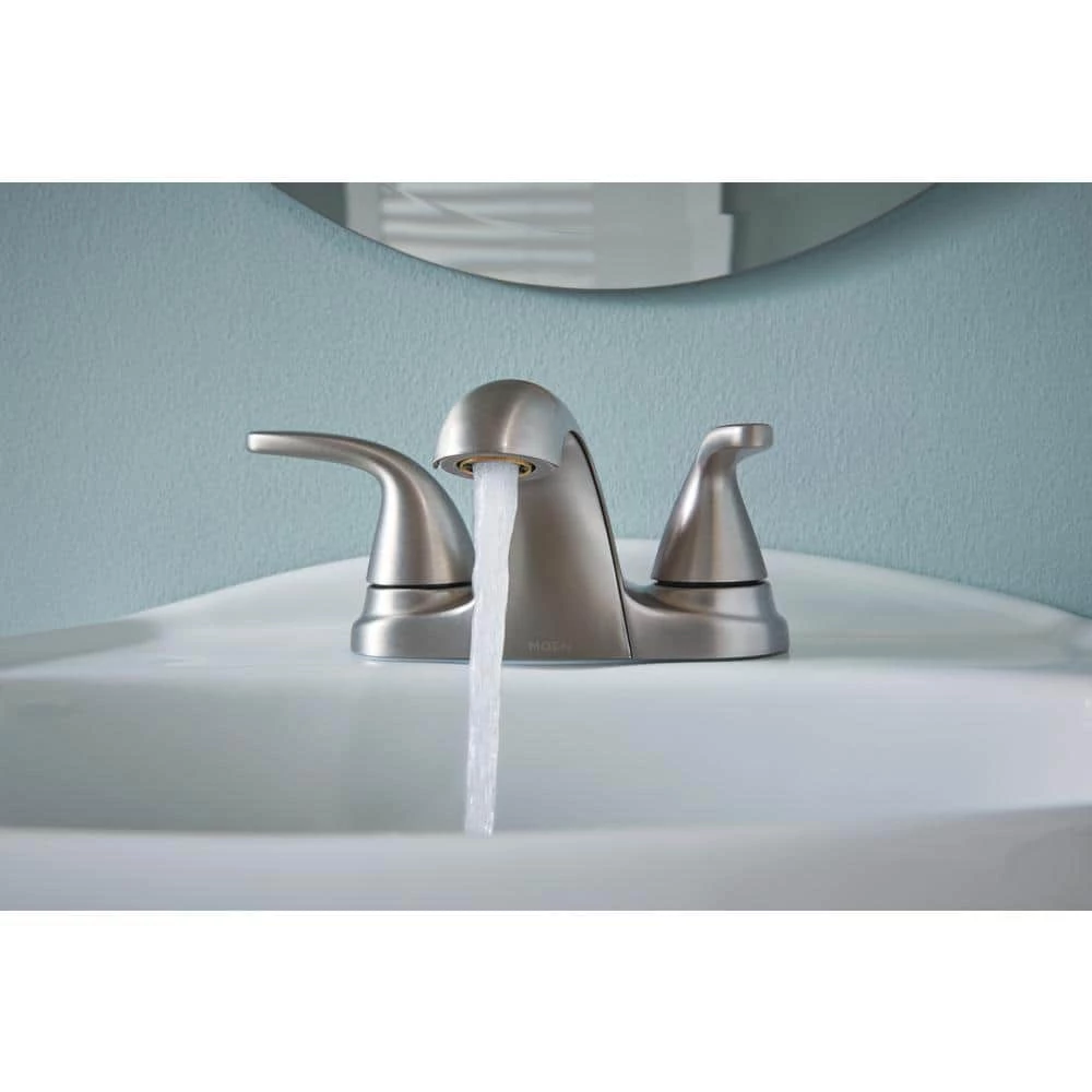 MOEN Adler 4 in. Centerset 2-Handle Bathroom Faucet in Spot Resist Brushed Nickel (2-Pack) 2 MOEN Adler 4 in. Centerset 2-Handle Bathroom Faucet in Spot Resist Brushed Nickel (2-Pack) - Image 2