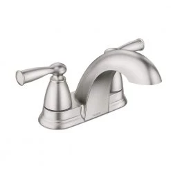 MOEN Banbury 4 in. Centerset Double Handle Low-Arc Bathroom Faucet in Spot Resist Brushed Nickel
