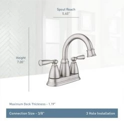 MOEN Banbury 4 in. Centerset Double Handle Bathroom Faucet in Brushed Nickel -Bathroom Faucets Store spot resist brushed nickel moen centerset bathroom faucets 84943srn 44 1000