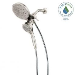 MOEN Attract with Magnetix 6-spray 6.75 in. Dual Shower Head and Adjustable Handheld in Spot Resist Brushed Nickel -Bathroom Faucets Store spot resist brushed nickel moen dual shower heads 26008srn fa 1000