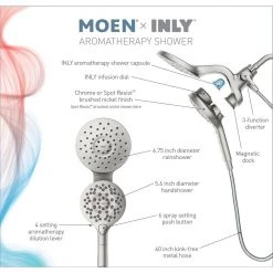 MOEN Aromatherapy 6-Spray Patterns 6.5 in. Tub Wall Mount Dual Shower Heads with INLY Capsules in Spot Resist Brushed Nickel -Bathroom Faucets Store spot resist brushed nickel moen dual shower heads in208c2srn c3 1000