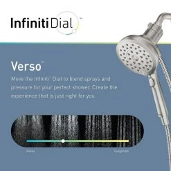 MOEN Verso 8-Spray Patterns 2.5 GPM 5 in. Wall Mount Handheld Shower Head with Infiniti Dial in Spot Resist Brushed Nickel -Bathroom Faucets Store spot resist brushed nickel moen handheld shower heads 220h2srn 1f 1000