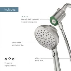 MOEN Verso 8-Spray Patterns 2.5 GPM 5 in. Wall Mount Handheld Shower Head with Infiniti Dial in Spot Resist Brushed Nickel -Bathroom Faucets Store spot resist brushed nickel moen handheld shower heads 220h2srn 44 1000