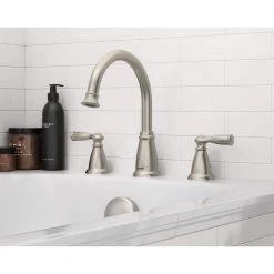 MOEN Banbury 2-Handle Deck-Mount High Arc Roman Tub Faucet in Spot Resist Brushed Nickel (Valve Included) -Bathroom Faucets Store spot resist brushed nickel moen roman tub faucets 86924srn 1f 1000