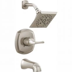 Delta Portwood Single-Handle 5-Spray Tub and Shower Faucet with H2Okinetic in SpotShield Brushed Nickel (Valve Included)