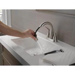 Delta Broadmoor 4 in. Centerset 2-Handle Pull-Down Spout Bathroom Faucet in SpotShield Brushed Nickel -Bathroom Faucets Store spotshield brushed nickel delta centerset bathroom faucets 25765lf sppd 1d 1000