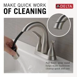 Delta Broadmoor 4 in. Centerset 2-Handle Pull-Down Spout Bathroom Faucet in SpotShield Brushed Nickel -Bathroom Faucets Store spotshield brushed nickel delta centerset bathroom faucets 25765lf sppd 44 1000