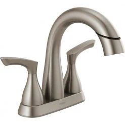 Delta Broadmoor 4 in. Centerset 2-Handle Pull-Down Spout Bathroom Faucet in SpotShield Brushed Nickel