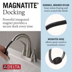 Delta Broadmoor 4 in. Centerset 2-Handle Pull-Down Spout Bathroom Faucet in SpotShield Brushed Nickel -Bathroom Faucets Store spotshield brushed nickel delta centerset bathroom faucets 25765lf sppd 77 1000