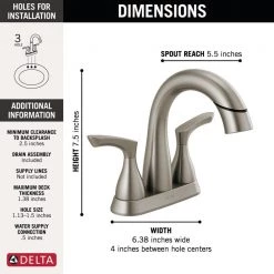Delta Broadmoor 4 in. Centerset 2-Handle Pull-Down Spout Bathroom Faucet in SpotShield Brushed Nickel -Bathroom Faucets Store spotshield brushed nickel delta centerset bathroom faucets 25765lf sppd fa 1000