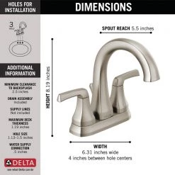 Delta Portwood 4 in. Centerset 2-Handle Bathroom Faucet in SpotShield Brushed Nickel -Bathroom Faucets Store spotshield brushed nickel delta centerset bathroom faucets 25770lf sp 40 1000