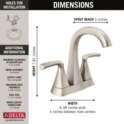 Delta Pierce 4 in. Centerset 2-Handle Bathroom Faucet in SpotShield Brushed Nickel -Bathroom Faucets Store spotshield brushed nickel delta centerset bathroom faucets 25899lf sp 40 1000