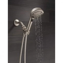 Delta 7-Spray 4.2 in. Single Wall Mount Handheld Shower Head in SpotShield Brushed Nickel -Bathroom Faucets Store spotshield brushed nickel delta handheld shower heads 75601sn 1f 1000