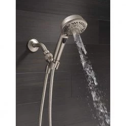 Delta 7-Spray 4.2 in. Single Wall Mount Handheld Shower Head in SpotShield Brushed Nickel -Bathroom Faucets Store spotshield brushed nickel delta handheld shower heads 75601sn 66 1000