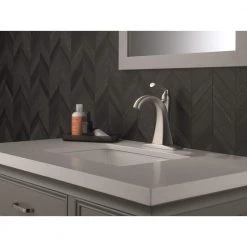 Delta Pierce Single Hole Single-Handle Bathroom Faucet in SpotShield Brushed Nickel -Bathroom Faucets Store spotshield brushed nickel delta single hole bathroom faucets 15899lf sp 1d 1000