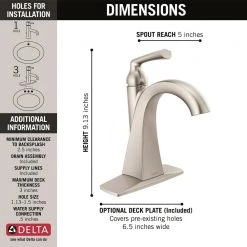 Delta Pierce Single Hole Single-Handle Bathroom Faucet in SpotShield Brushed Nickel -Bathroom Faucets Store spotshield brushed nickel delta single hole bathroom faucets 15899lf sp 40 1000