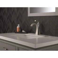 Delta Pierce Single Hole Single-Handle Bathroom Faucet in SpotShield Brushed Nickel -Bathroom Faucets Store spotshield brushed nickel delta single hole bathroom faucets 15899lf sp a0 1000