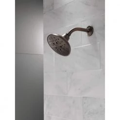 Delta 5-Spray 6 in. Single Wall Mount Fixed Shower Head in SpotShield Venetian Bronze -Bathroom Faucets Store spotshield venetian bronze delta fixed shower heads 75508rb 1f 1000