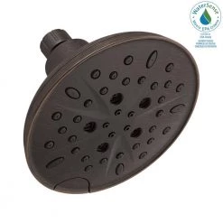 Delta 5-Spray 6 in. Single Wall Mount Fixed Shower Head in SpotShield Venetian Bronze -Bathroom Faucets Store spotshield venetian bronze delta fixed shower heads 75508rb 31 1000