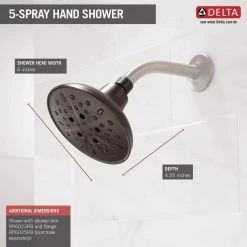 Delta 5-Spray 6 in. Single Wall Mount Fixed Shower Head in SpotShield Venetian Bronze -Bathroom Faucets Store spotshield venetian bronze delta fixed shower heads 75508rb 40 1000