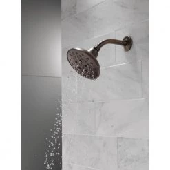 Delta 5-Spray 6 in. Single Wall Mount Fixed Shower Head in SpotShield Venetian Bronze -Bathroom Faucets Store spotshield venetian bronze delta fixed shower heads 75508rb 4f 1000