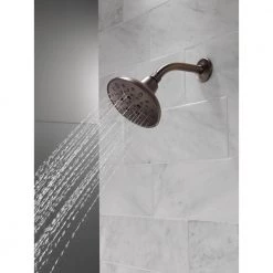 Delta 5-Spray 6 in. Single Wall Mount Fixed Shower Head in SpotShield Venetian Bronze -Bathroom Faucets Store spotshield venetian bronze delta fixed shower heads 75508rb 66 1000
