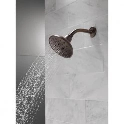 Delta 5-Spray 6 in. Single Wall Mount Fixed Shower Head in SpotShield Venetian Bronze -Bathroom Faucets Store spotshield venetian bronze delta fixed shower heads 75508rb 77 1000