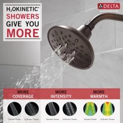 Delta 5-Spray 6 in. Single Wall Mount Fixed Shower Head in SpotShield Venetian Bronze -Bathroom Faucets Store spotshield venetian bronze delta fixed shower heads 75508rb a0 1000