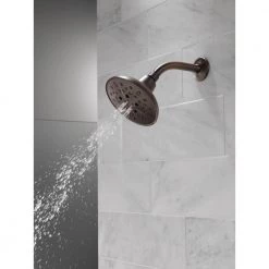 Delta 5-Spray 6 in. Single Wall Mount Fixed Shower Head in SpotShield Venetian Bronze -Bathroom Faucets Store spotshield venetian bronze delta fixed shower heads 75508rb c3 1000