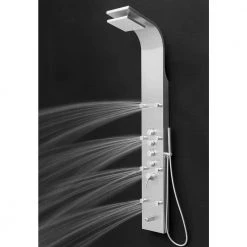 AKDY 65 in. 8-Jet Shower Panel System in Stainless Steel with Adjustable Rainfall Shower Head, Handshower Wand and Tub Spout -Bathroom Faucets Store stainless steel akdy shower towers sp0114 40 1000