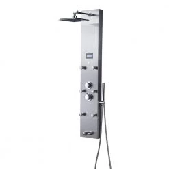 LUXIER 51 in. 6-Jet Full Body Shower System Panel with Rainfall Shower Head Hand Shower Tub Spout LED Temp in Stainless Steel