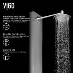 VIGO Dilana 66.875 in. 6-Jet Shower Panel System with Adjustable Round Shower Head in Stainless Steel -Bathroom Faucets Store stainless steel vigo shower towers vg08001 1d 1000