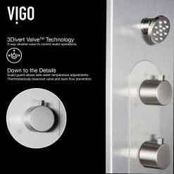 VIGO Dilana 66.875 in. 6-Jet Shower Panel System with Adjustable Round Shower Head in Stainless Steel -Bathroom Faucets Store stainless steel vigo shower towers vg08001 77 1000