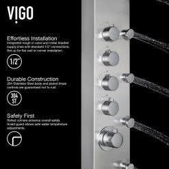 VIGO Brielle 70.5 in. 6-Jet Shower Panel System with Fixed Rainhead in Stainless Steel 16 VIGO Brielle 70.5 in. 6-Jet Shower Panel System with Fixed Rainhead in Stainless Steel -Bathroom Faucets Store stainless steel vigo shower towers vg08005 77 1000