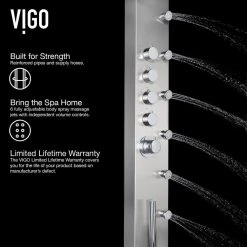 VIGO Brielle 70.5 in. 6-Jet Shower Panel System with Fixed Rainhead in Stainless Steel 17 VIGO Brielle 70.5 in. 6-Jet Shower Panel System with Fixed Rainhead in Stainless Steel -Bathroom Faucets Store stainless steel vigo shower towers vg08005 c3 1000