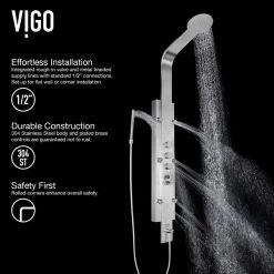 VIGO Mateo 59.5 in. 6-Jet Shower Panel System with Fixed Rainhead in Stainless Steel -Bathroom Faucets Store stainless steel vigo shower towers vg08008 1d 1000