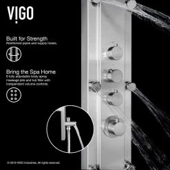 VIGO Mateo 59.5 in. 6-Jet Shower Panel System with Fixed Rainhead in Stainless Steel -Bathroom Faucets Store stainless steel vigo shower towers vg08008 c3 1000