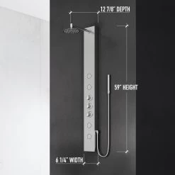 VIGO Ellington 59 in. 4-Jet Shower Panel System with Adjustable Round Shower Head in Stainless Steel -Bathroom Faucets Store stainless steel vigo shower towers vg08013st 40 1000